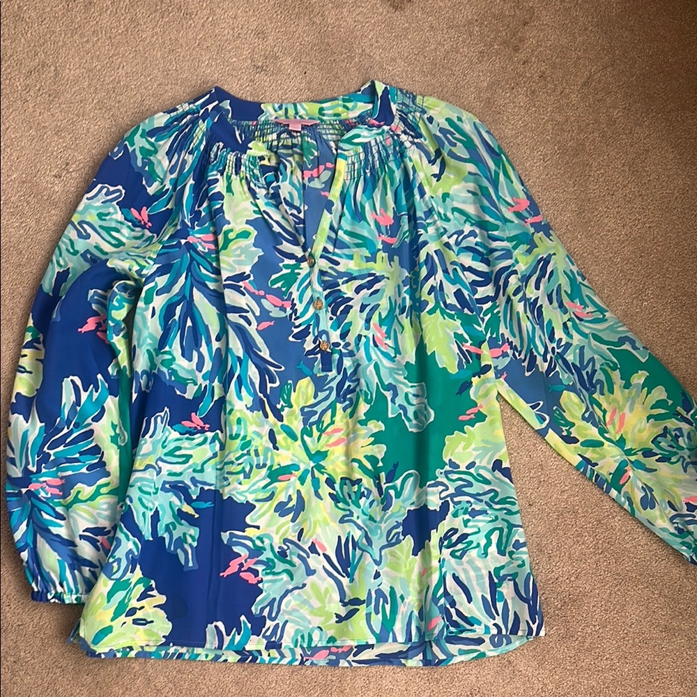 Lily Pulitzer Vibrant Blue and Green Women's Top